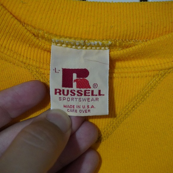 Vintage Russell Sportswear‎ Sweatshirt Gold Yellow Pullover Crewneck Made in USA - Picture 5 of 9